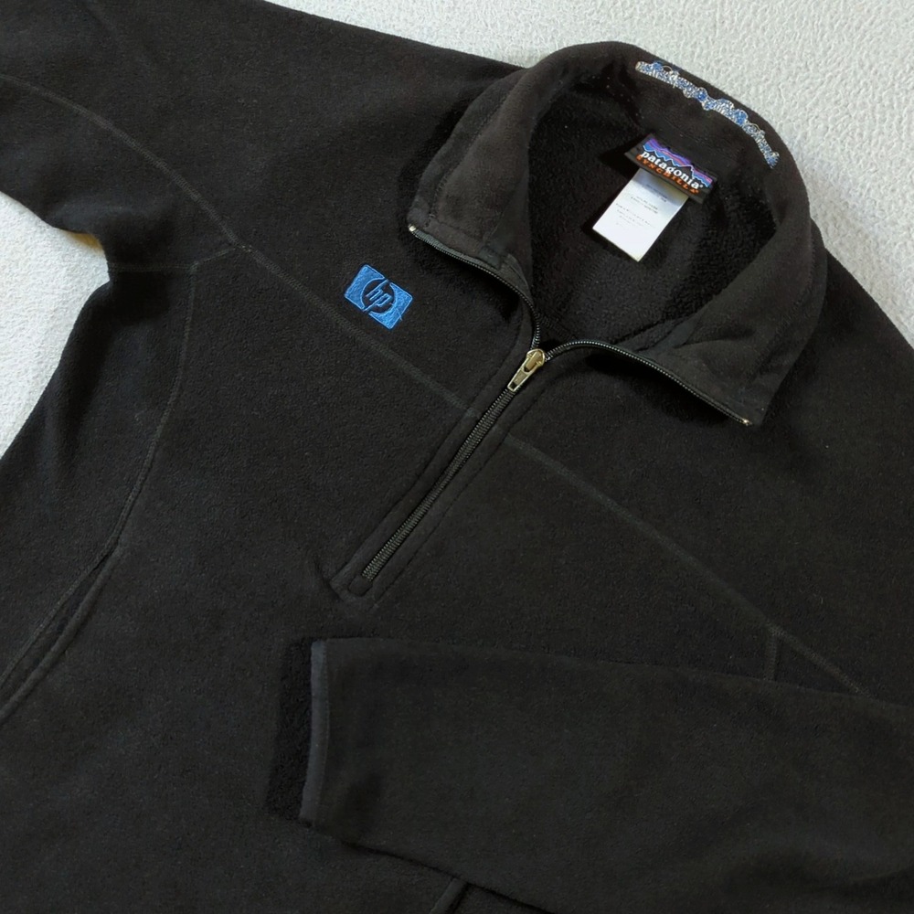 Patagonia Synchilla Fleece Pullover Womens M Black HP Logo 1/4 Zip Marsupial
